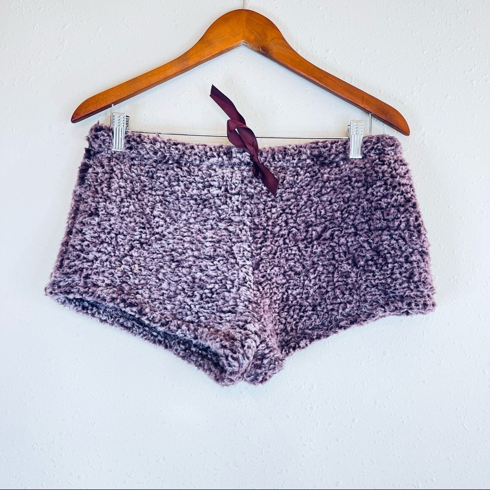 Fluffy Cozy Sequins Done Logo Purple Shorts/Sz:L/NWT